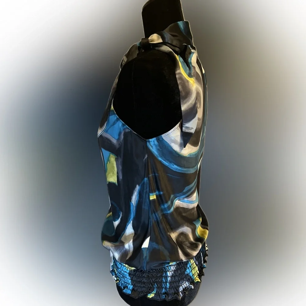 Heart Soul Abstract Black Scarf Tie Blouse size Small - Picture 2 of 11